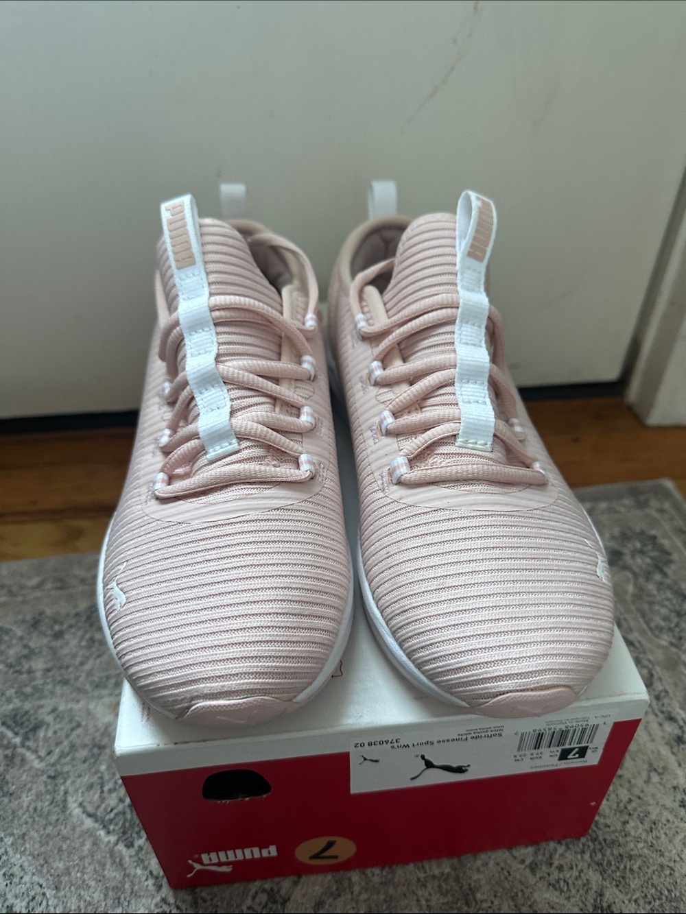Puma Light Pink Knit Lace-Up Sneakers